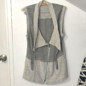 Soft Surroundings Gray Rhine Falls Asymmetrical Zip Moto Terry Vest Size S